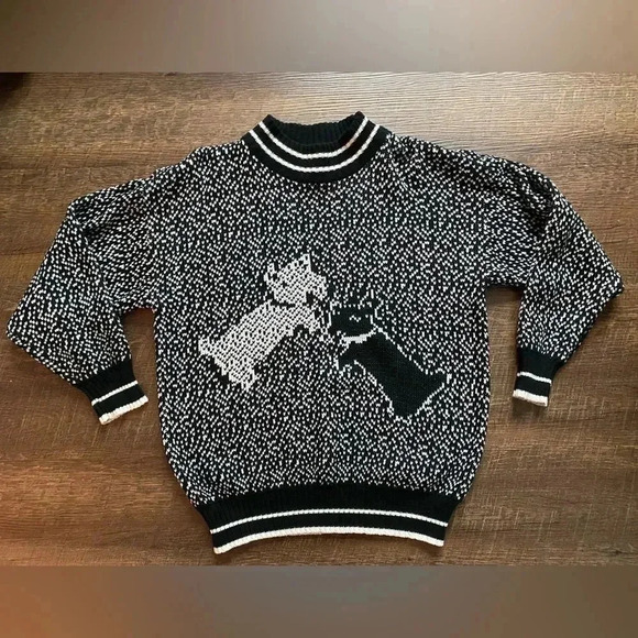 ACOCADO 80s vintage Scottie Dog sweater acrylic pullover Scottish terrier M EUC - Picture 1 of 11